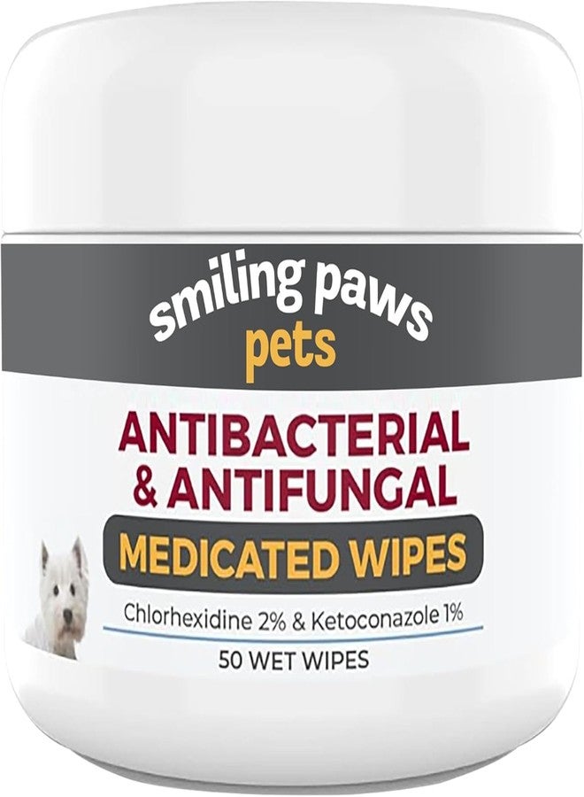 Smiling Paws Pets - Antibacterial & Antifungal Wipes for Dogs & Cats (with Chlorhexidine & Ketoconazole) - Image 1