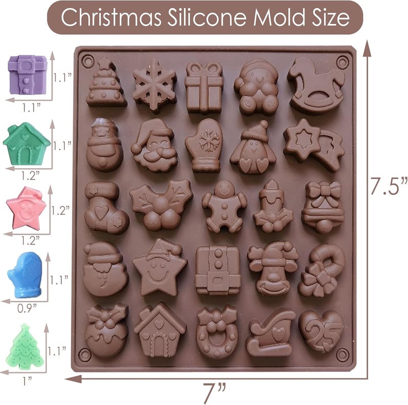 EASHOPBAL Christmas Chocolate Molds Silicone, Christmas Silicone Molds with Candy Bags for Gummy Candy Resin Soap Wax Melts Ice Cube Jelly 25 Shapes - Image 3