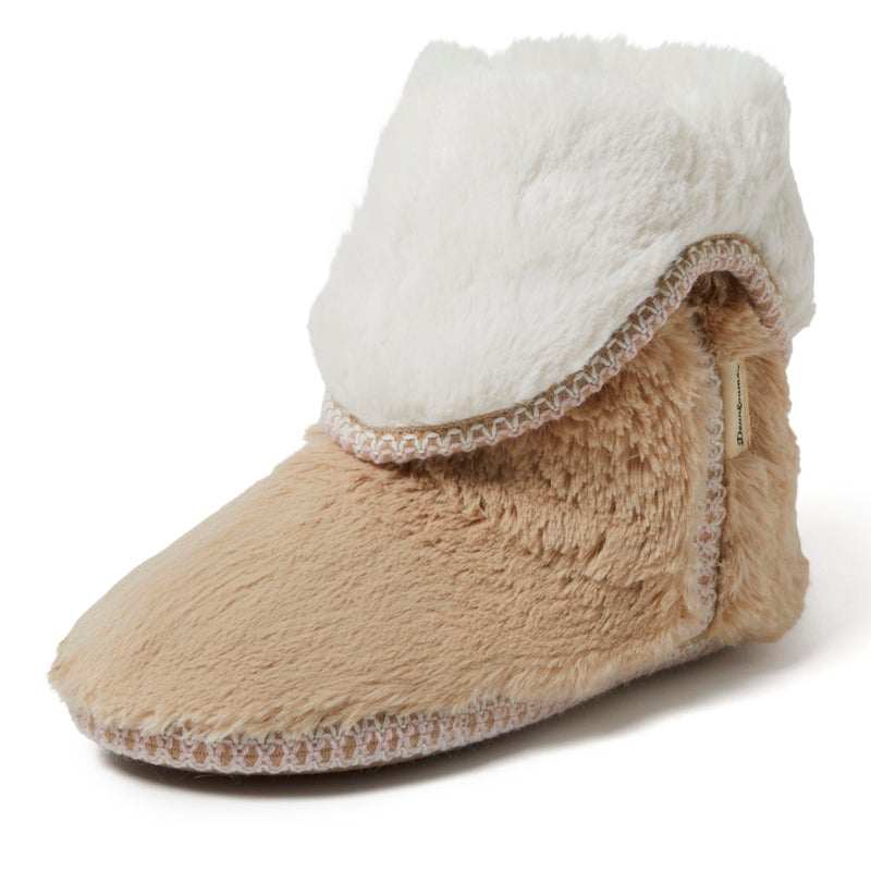 Dearfoams Women's Beth Foldover Boot Slipper, Latte, X-Large - Image 1