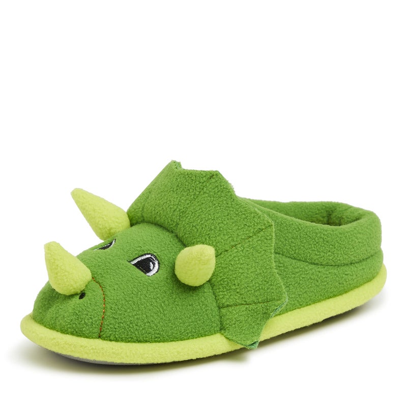 Dearfoams Easter Basket Stuffers Gifts for Kids Washable Animal Critter Slippers, Green Dinosaur, 11-12 Toddler - Image 3