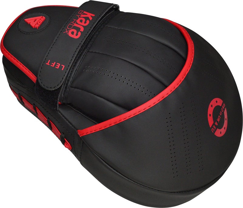 RDX Boxing Pads Curved Focus Mitts, Maya Hide Leather Kara Hook and jab Training Pads, Adjustable Strap Ventilated, MMA Muay Thai Kickboxing Coaching Martial Arts Punching Hand Target Strike Shield - Image 4