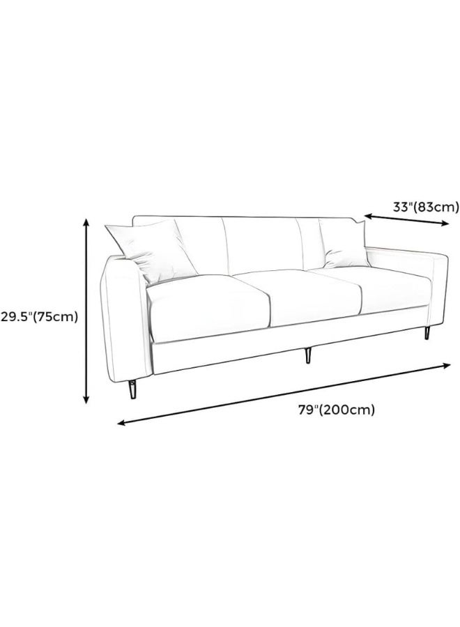 Ripple FURNITURE UAE Homes Modern 3-Seater Sofa, Cotton Blend Fabric, Orange, Square Arms with Metal Legs - Image 2