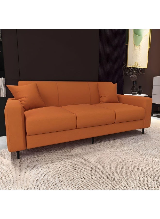 Ripple FURNITURE UAE Homes Modern 3-Seater Sofa, Cotton Blend Fabric, Orange, Square Arms with Metal Legs - Image 1