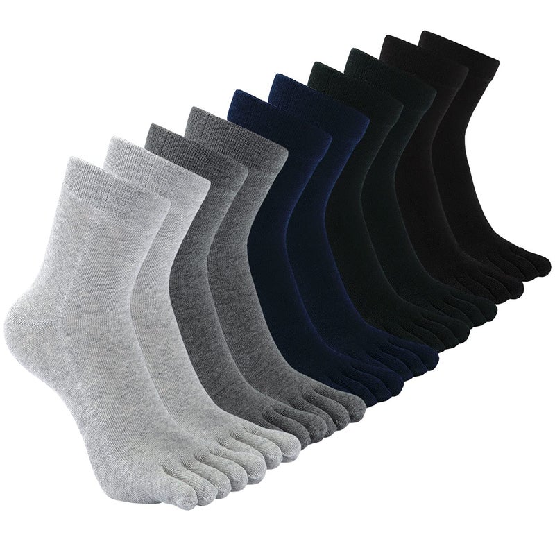 CaiDieNu Mens Toe Socks Cotton Athletic Running Five Finger Crew Socks - Image 1