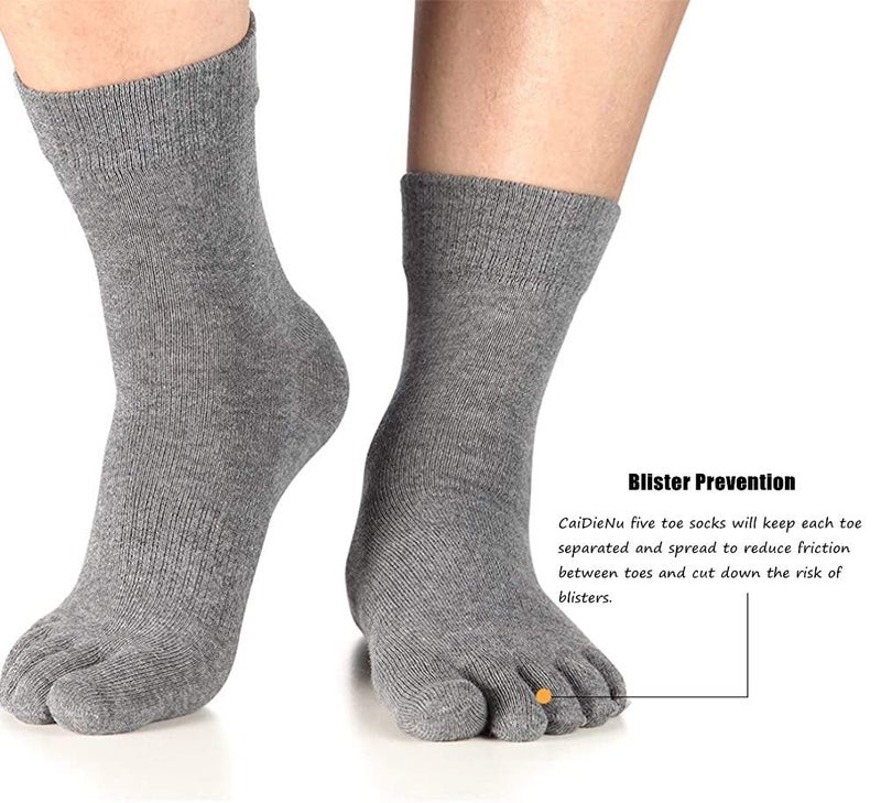 CaiDieNu Mens Toe Socks Cotton Athletic Running Five Finger Crew Socks - Image 3