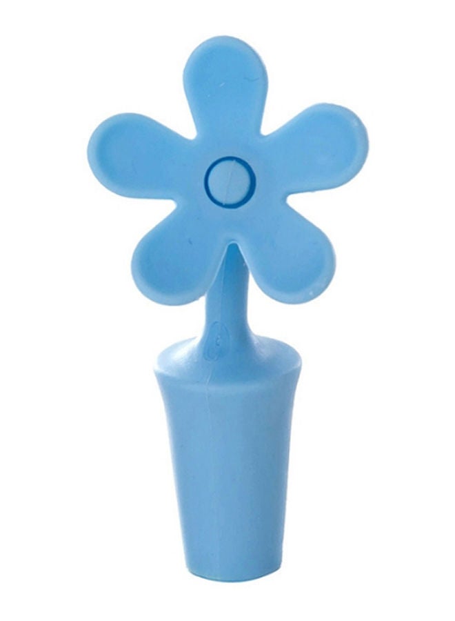 طقم سدادات زجاجات بتصميم زهور مكون من 5 قطع لون أزرق 9 x 4سم