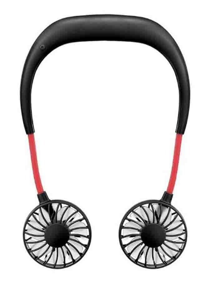 Two USB Neck Rechargeable Fans Black/Red - Image 1