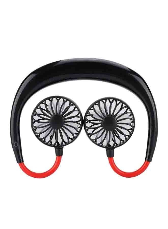 Two USB Neck Rechargeable Fans Black/Red - Image 2