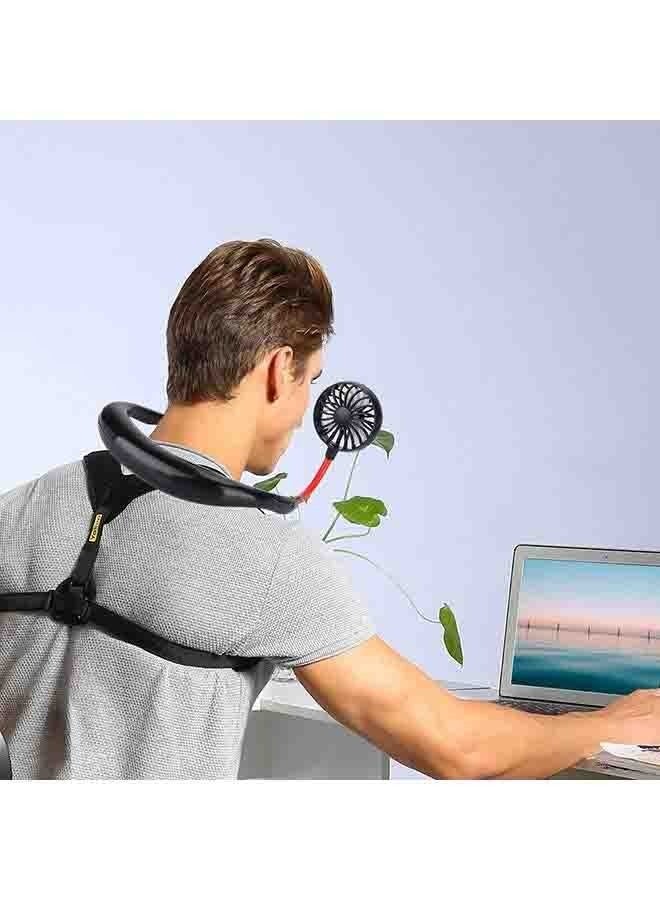 Two USB Neck Rechargeable Fans Black/Red - Image 5