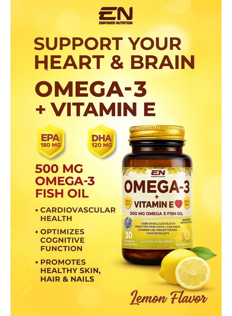 Empower Nutrition Omega 3 + Vitamin E Softgels, 30 Count – Heart, Brain & Wellness Support, DHA & EPA Formula - Image 2
