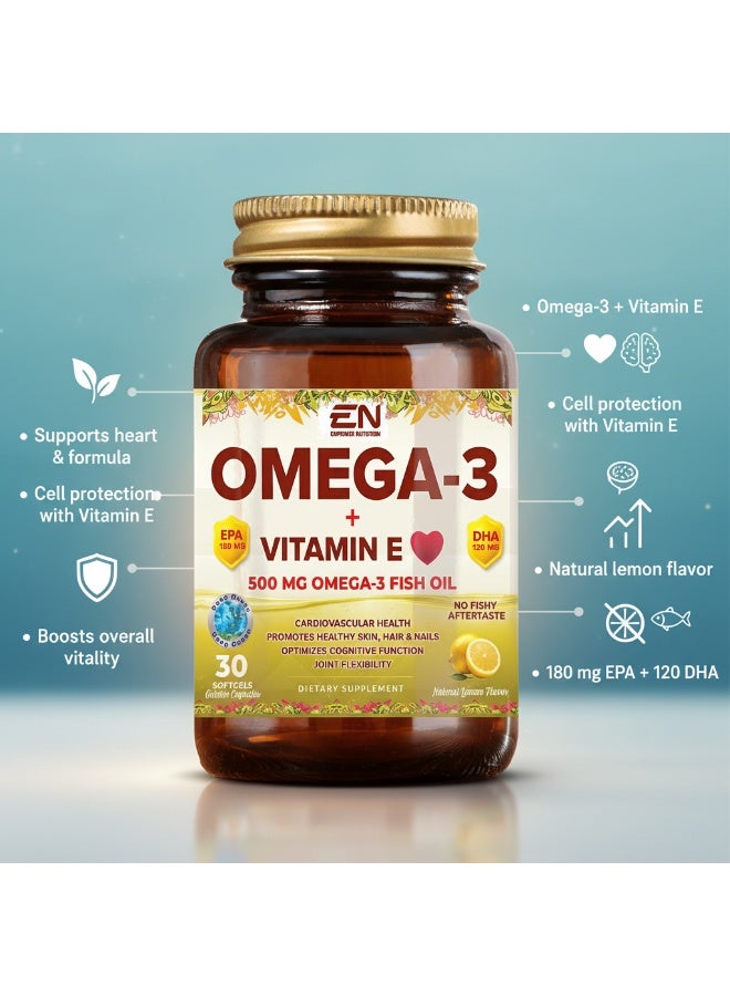 Empower Nutrition Omega 3 + Vitamin E Softgels, 30 Count – Heart, Brain & Wellness Support, DHA & EPA Formula - Image 4
