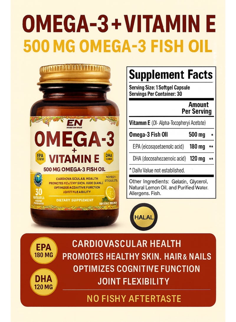Empower Nutrition Omega 3 + Vitamin E Softgels, 30 Count – Heart, Brain & Wellness Support, DHA & EPA Formula - Image 3