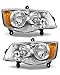 ADCARLIGHTS Compatible with 2011 2012 2013 2014 2015 2016 2018 2019 2020 Dodge Grand Caravan 0816 Chrysler Town Country Headlights Chrome Housing Amber Reflector Driver and PassengerWO Bulbs - Image 2
