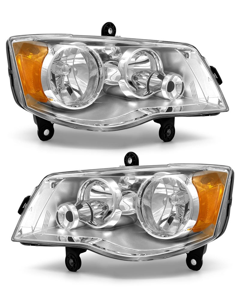 ADCARLIGHTS Compatible with 2011 2012 2013 2014 2015 2016 2018 2019 2020 Dodge Grand Caravan 0816 Chrysler Town Country Headlights Chrome Housing Amber Reflector Driver and PassengerWO Bulbs - Image 3