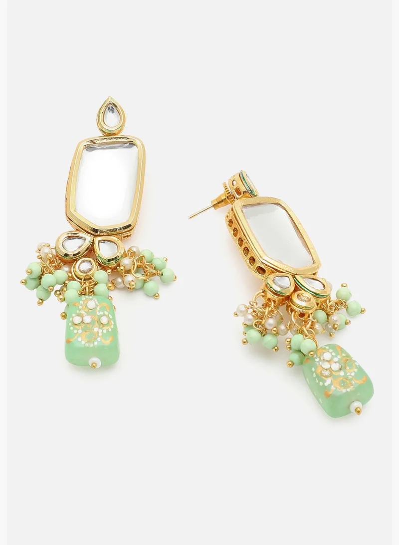 SOHI Gold Plated Kundan Beads Necklace and Earring Set