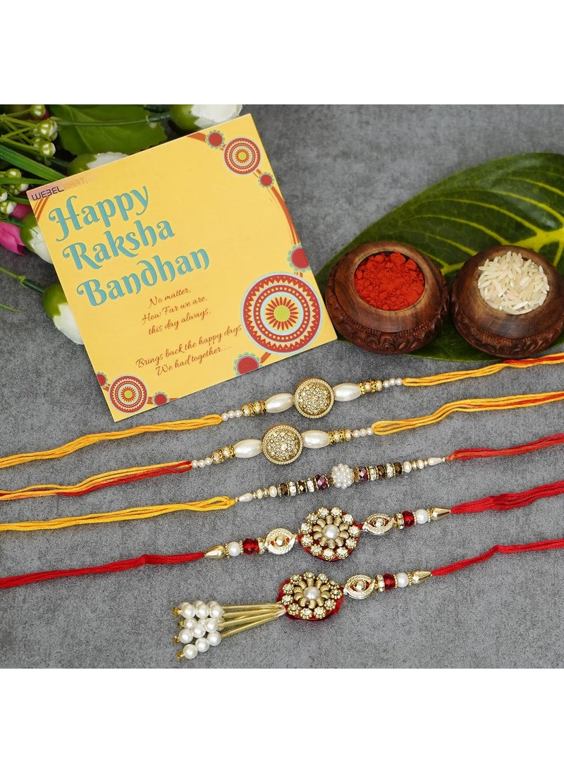 Webelkart - Webelkart Combo of 5 Rakhi For Brother, Bhaiya, kids with Beautiful Rakshabandhan Greetings Card - Image 1