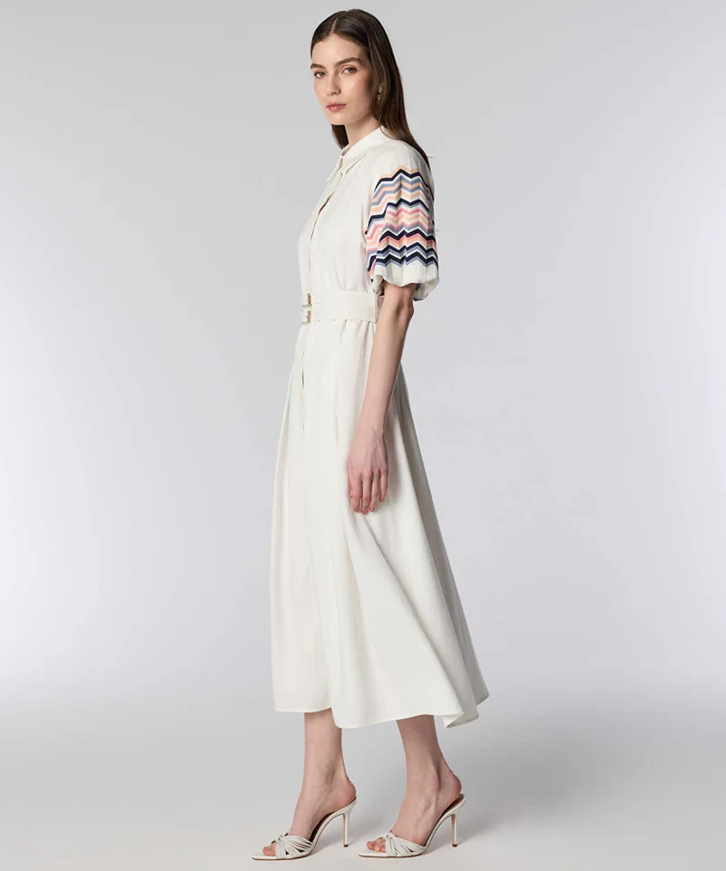 ايبيكيول Poplin Shirt Dress with Knit Sleeves