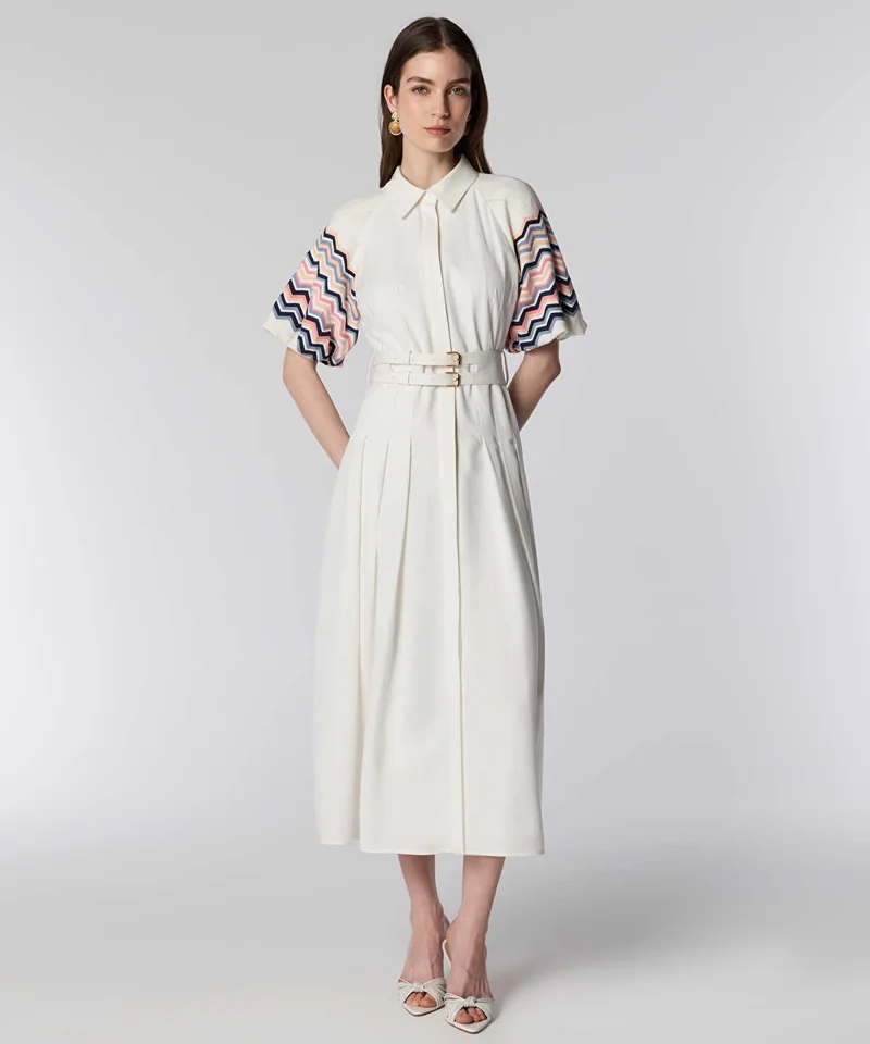 ايبيكيول Poplin Shirt Dress with Knit Sleeves