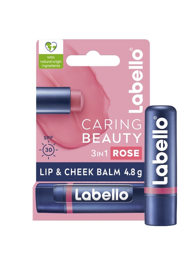 Labello Rose Color Lip And Cheek Balm SPF 30 Moisturising Tint With Sun Protection - Image 1