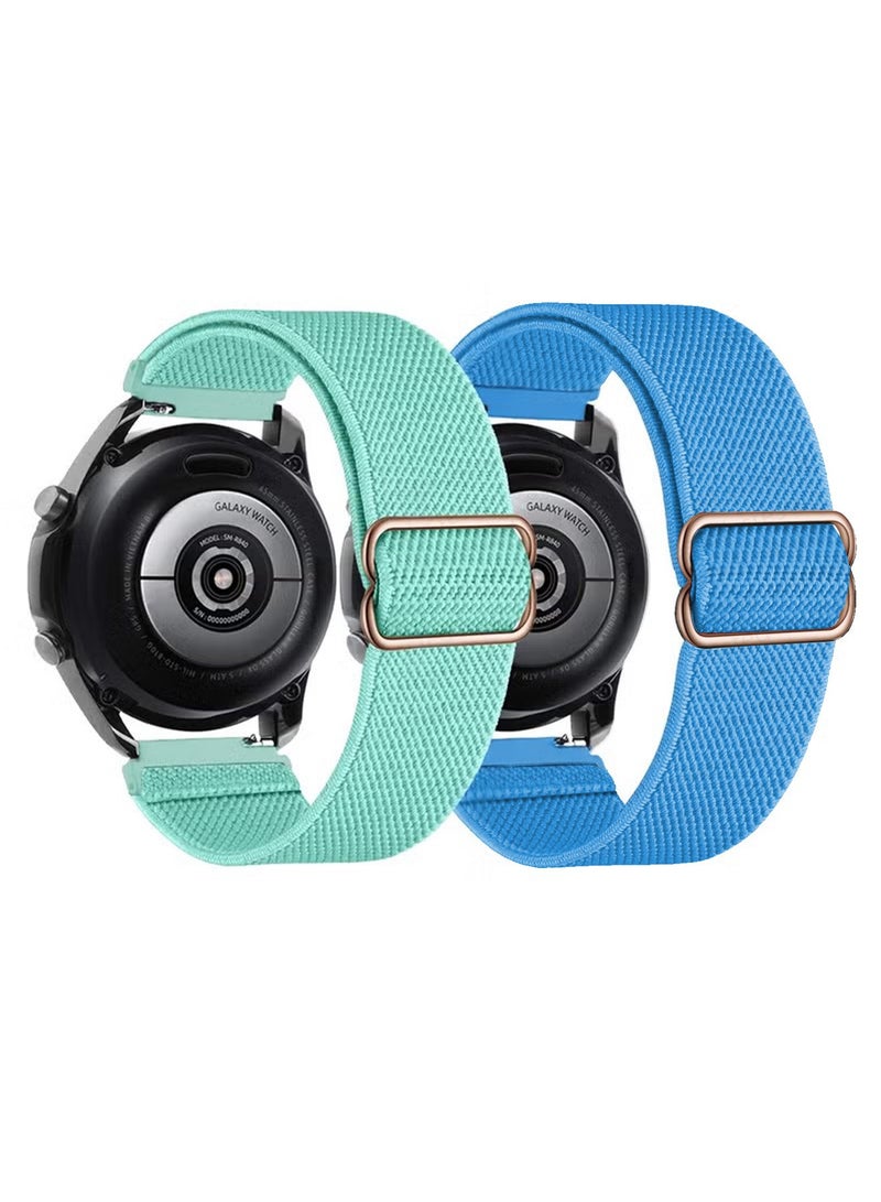 2 Pack 22mm Watch Band Compatible With Huawei Watch GT 4 46mm, Huawei Watch 4 46mm,Samsung Galaxy Watch 3 45mm,Samsung Gear S3 Women Men Adjustable Solo Loop Elastic Wristbands Strap - Image 1