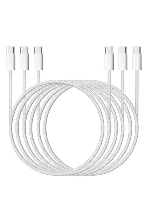 3 Pack USB C Charger Cable, 60W USB C to USB C Fast Charging Cable Compatible with IPhone 16/15/15 Plus/15 Pro/15 Pro Max, iPad Pro/Air, Nylon-Braided Type C Charging Cords -1M