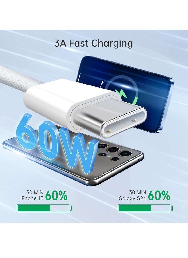 Generic - 3 Pack USB C Charger Cable, 60W USB C to USB C Fast Charging Cable Compatible with IPhone 16/15/15 Plus/15 Pro/15 Pro Max, iPad Pro/Air, Nylon-Braided Type C Charging Cords -1M - Image 1