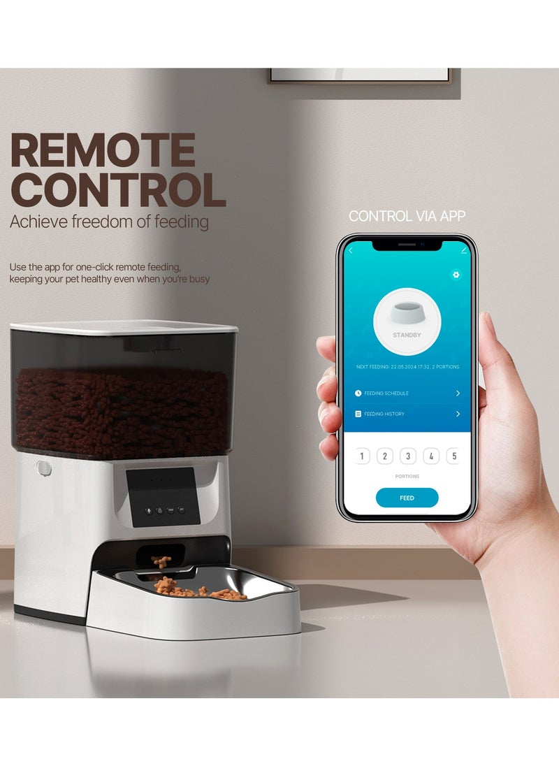 FO5 4L Automatic Pet Feeder, Automatic Feeder controlled via APP, Timed Cat Feeder for Dogs and Cats with Fresh-keeping Bucket (Single)