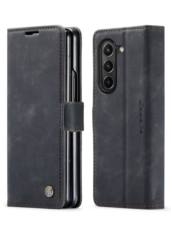 CaseMe CaseMe Samsung Galaxy Z Fold 5 Case Wallet, for Samsung Galaxy Z Fold 5 Wallet Case Book Folding Flip Folio Case with Magnetic Kickstand Card Slots Protective Cover - Black  - Image 2