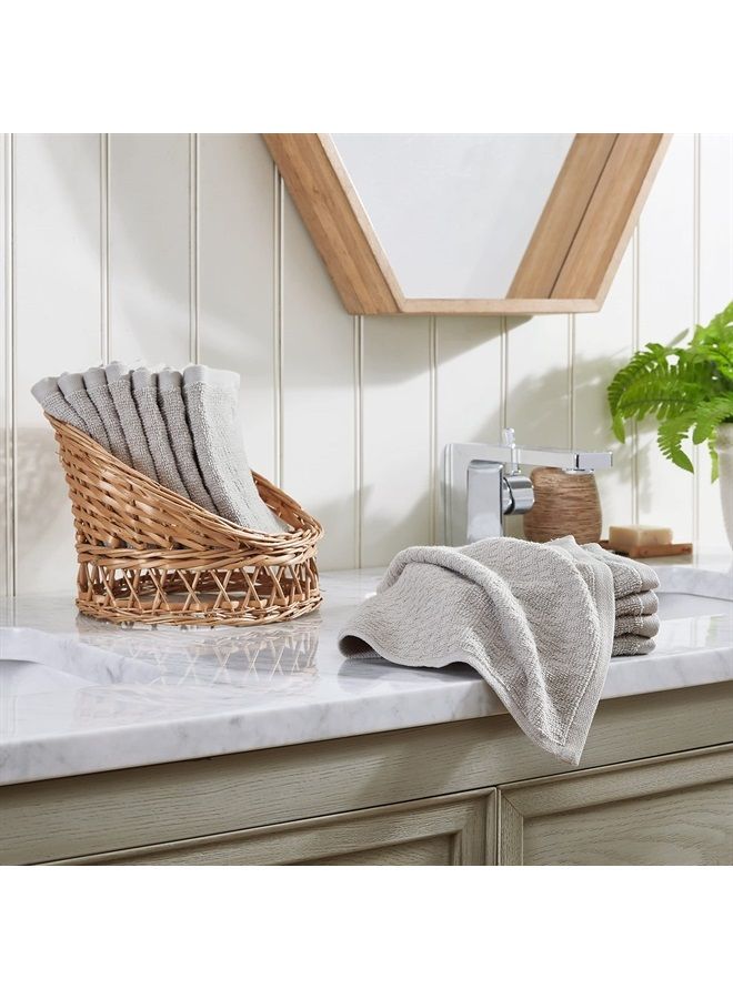 TOMMY Bahama Washcloth Set, Highly Absorbent Cotton Bathroom Decor, Low Linting & Fade Resistant (Northern Pacific Grey, 12 Piece) - Image 2