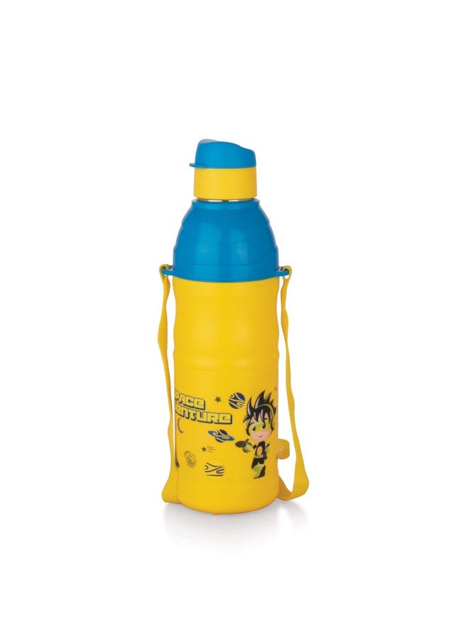 Attro Sky Kool-Sip 600 Inner Stainless Steel Insulated 490ml Water Bottle for Kids, Air Tight & Leak-Proof Lid, Easy to Cary Nylon Belt, BPA Free Plastic - Yellow - Image 1