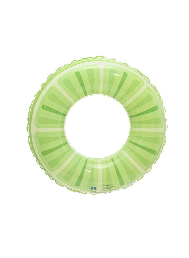 Generic Children Swimming Ring Thickened Popular Pvc Stripe Plaid Inflatable Adult Life Buoy Net Red Float Ring-After Inflating Outer Diameter:90#-Inner Diameter After Inflating:Lemon Circle - Image 1