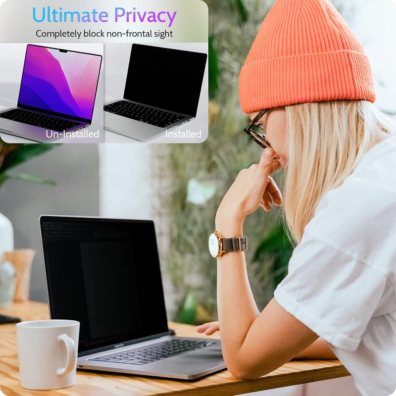 Peslv شاشة خصوصية من لـ MacBook Pro 16 بوصة (2021-2023، M1، M2، M3) - A2991/A2485/A2780، فلتر خصوصية مغناطيسي غير لامع قابل للإزالة مضاد للوهج والضوء الأزرق مقاس 16 بوصة لأجهزة Mac Pro المحمولة مقاس 16.2 بوصة - Image 2