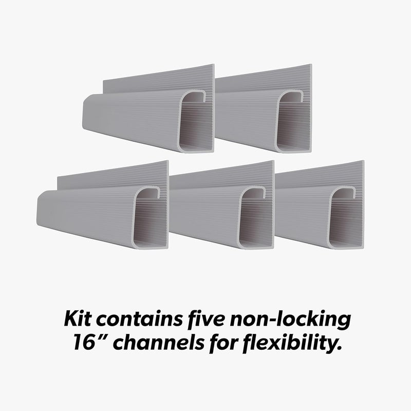 SimpleCord J Channel Desk Cable Organizer by – 5 Grey Raceway Channels - Gray Cord Cover Management Kit for Desks, Offices, and Kitchens - Image 5
