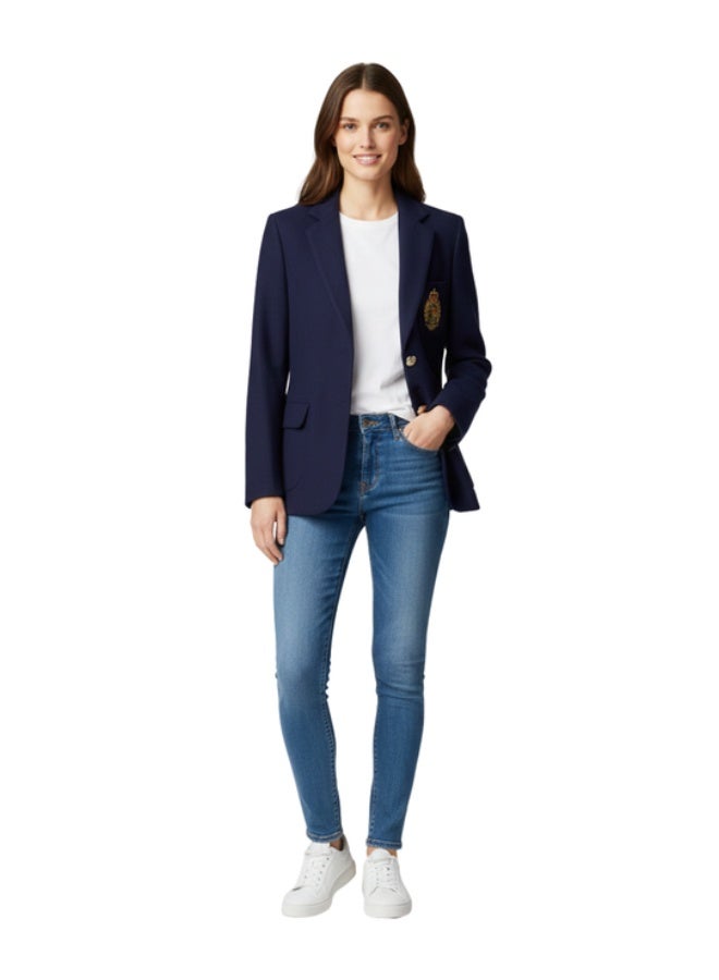 RALPH LAUREN Women's navy Blazer Jacket with Luxury Crest Embroidery | Taylor Cut & Stylish Metal Buttons | Classical High-End Touch - Image 2