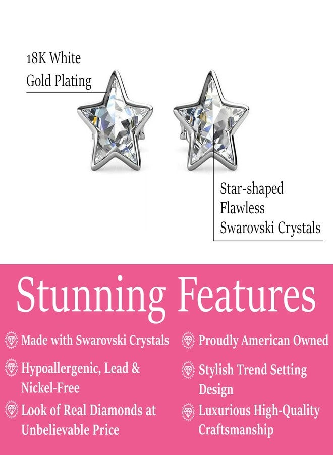 Cate & Chloe Lealani 18k White Gold Star Stud Earrings with Simulated Diamond Crystals, Elegant Jewelry for Women, Gift for Her - Image 2