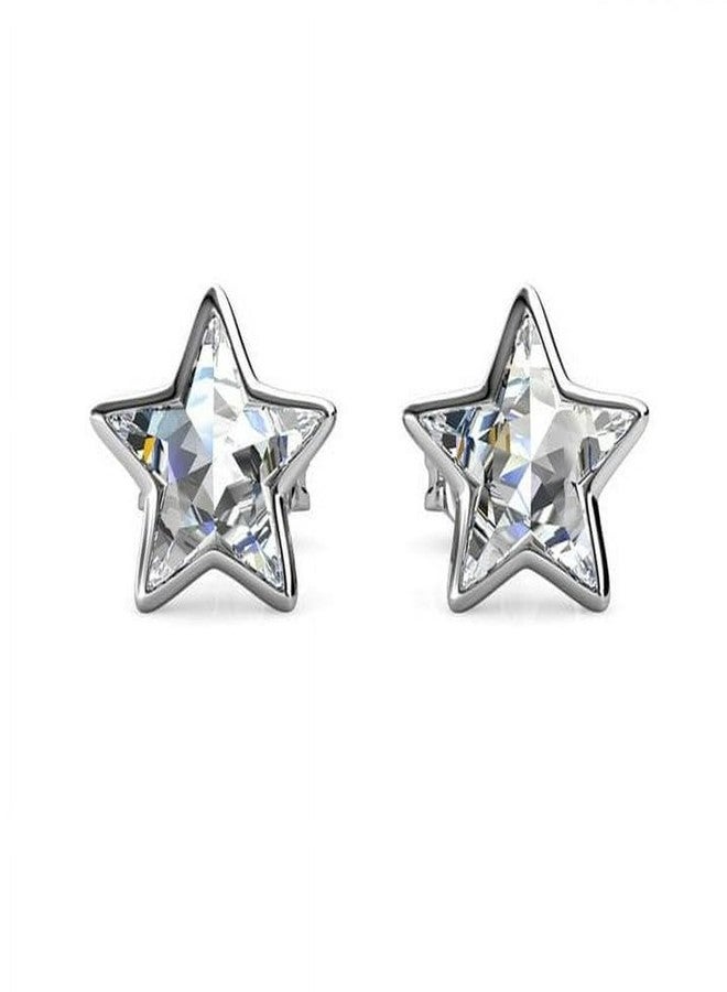 Cate & Chloe Lealani 18k White Gold Star Stud Earrings with Simulated Diamond Crystals, Elegant Jewelry for Women, Gift for Her - Image 1
