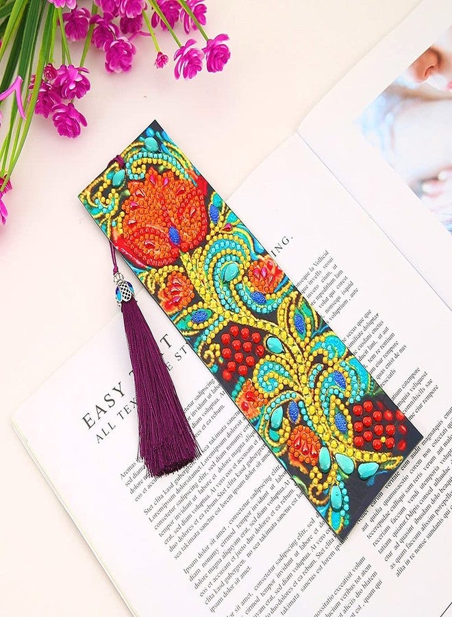 Miyolo 2 Pcs Diamond Painting Tassels Bookmarks Art 5D DIY Rose and Peacock Kits Leather Bookmark for Graduation Anniversary Birthday Christmas for Adults Beginners - Image 2