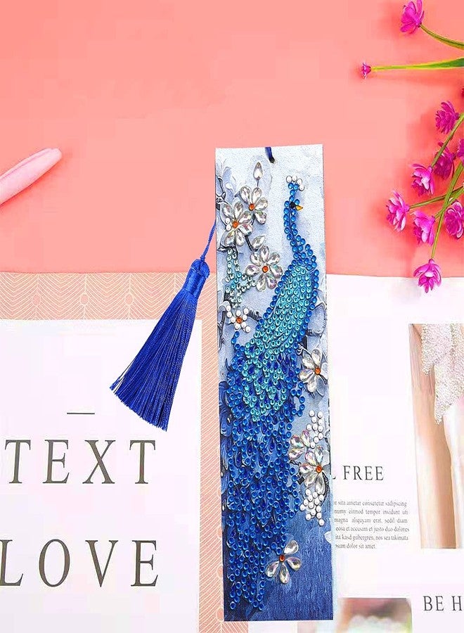 Miyolo 2 Pcs Diamond Painting Tassels Bookmarks Art 5D DIY Rose and Peacock Kits Leather Bookmark for Graduation Anniversary Birthday Christmas for Adults Beginners - Image 4