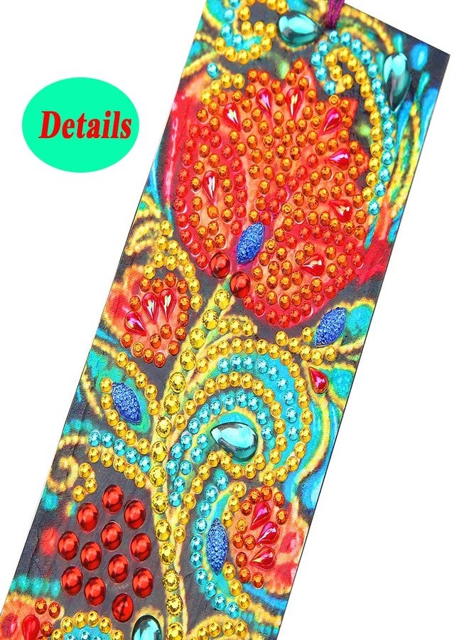 Miyolo 2 Pcs Diamond Painting Tassels Bookmarks Art 5D DIY Rose and Peacock Kits Leather Bookmark for Graduation Anniversary Birthday Christmas for Adults Beginners - Image 3