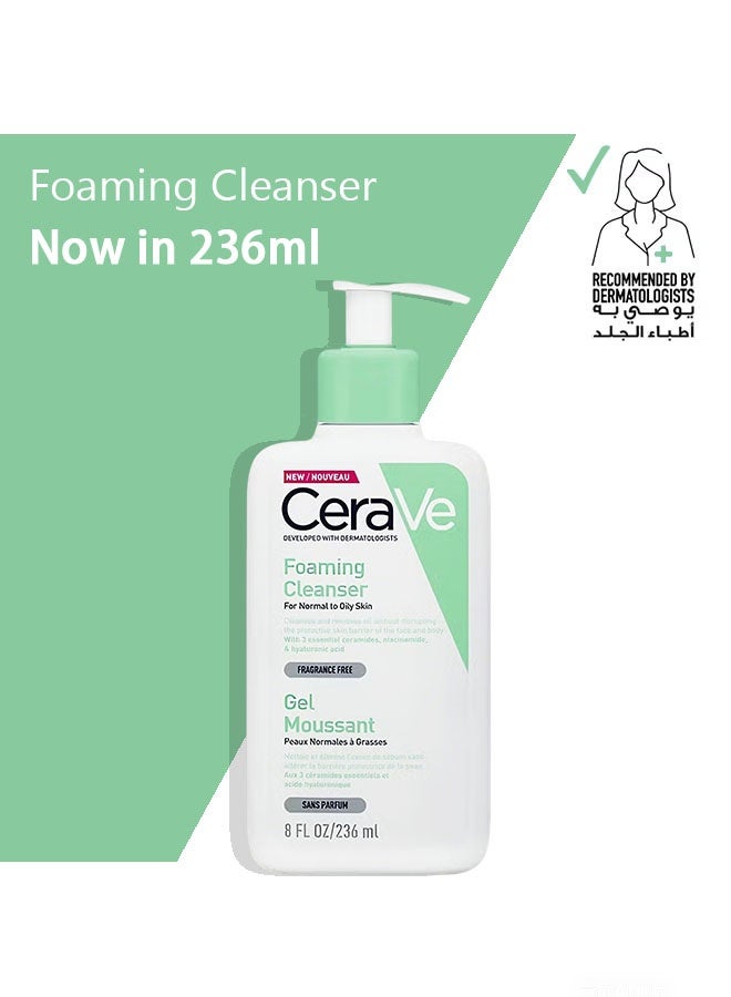بيوتي_آند_جريسيس CeraVe منظف هوائي خالٍ من العطور 236 مل - حمض الهيالوروني للجلد الطبيعي إلى الدهني والحساس - Image 1
