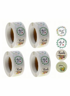 Y&D Thank You Label Sticker,Floral Designs of Stickers for Greeting Cards Flower Bouquets Self-Adhesive Labels Gift Wraps Tags Mailers Bag-4 Designs, 2000 pcs  - Image 1