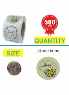 Y&D Thank You Label Sticker,Floral Designs of Stickers for Greeting Cards Flower Bouquets Self-Adhesive Labels Gift Wraps Tags Mailers Bag-4 Designs, 2000 pcs  - Image 2
