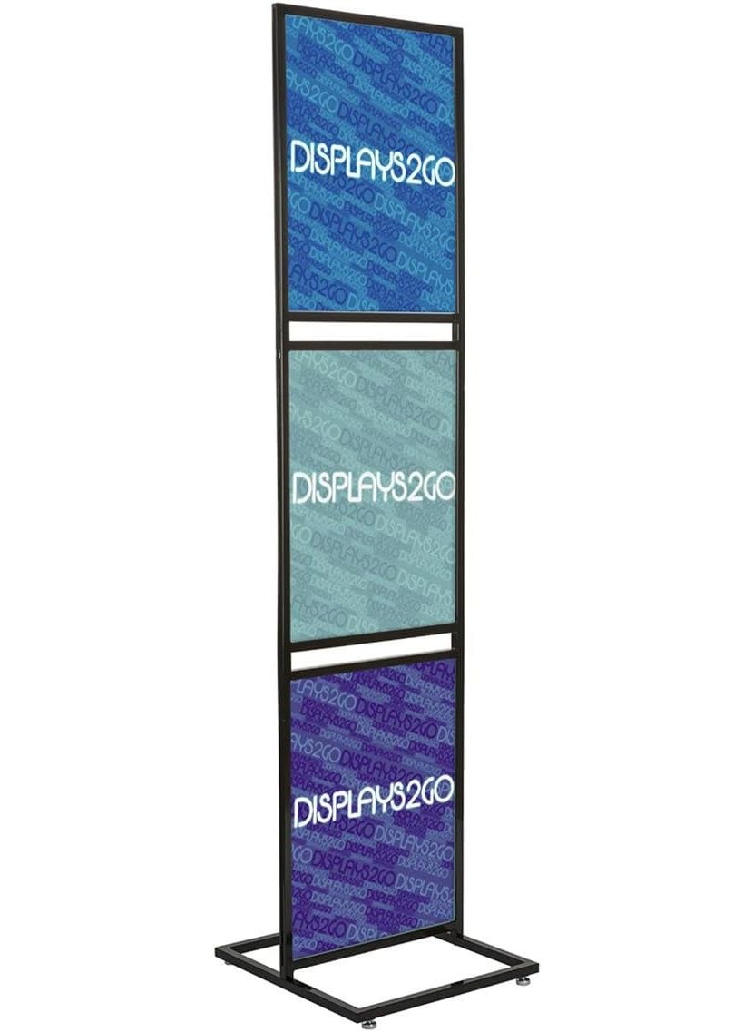 Displays2go Displays2go Tall Poster Sign Stand for 22 x 28 Inch Inserts Holds Up to Six Graphics Double Sided Black Steel  - Image 1