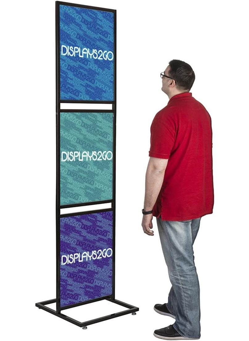 Displays2go Displays2go Tall Poster Sign Stand for 22 x 28 Inch Inserts Holds Up to Six Graphics Double Sided Black Steel  - Image 3