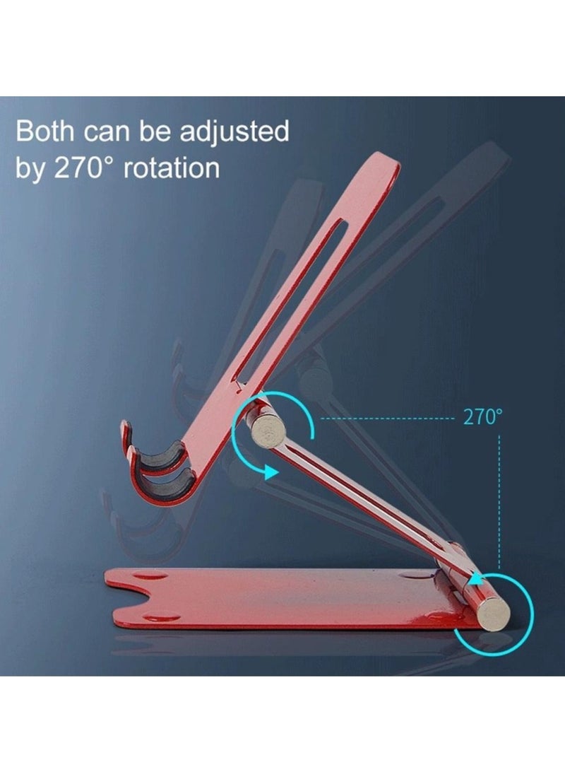 Portable Phone Holder for Desk Foldable Phone Stand with Adjustable Height & Angle Stable Aluminum Alloy Mobile Stand Universal Mobile Holder for iPhone/Android Smartphones Silver  - Image 2