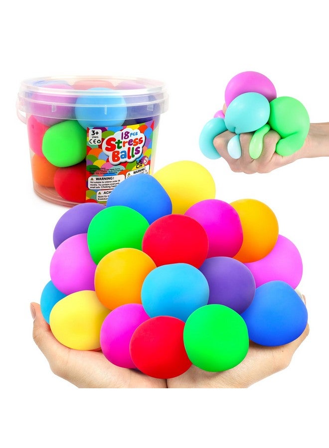 SMALL FISH Squishy Stress Balls for Kids Adults: 18 Pack Stretchy Fidget Ball for Anxiety Stress Relief, Hand Therapy Sensory Squishy Ball, Party Favors Classroom Prizes, Easter Gifts for Kids - Image 1