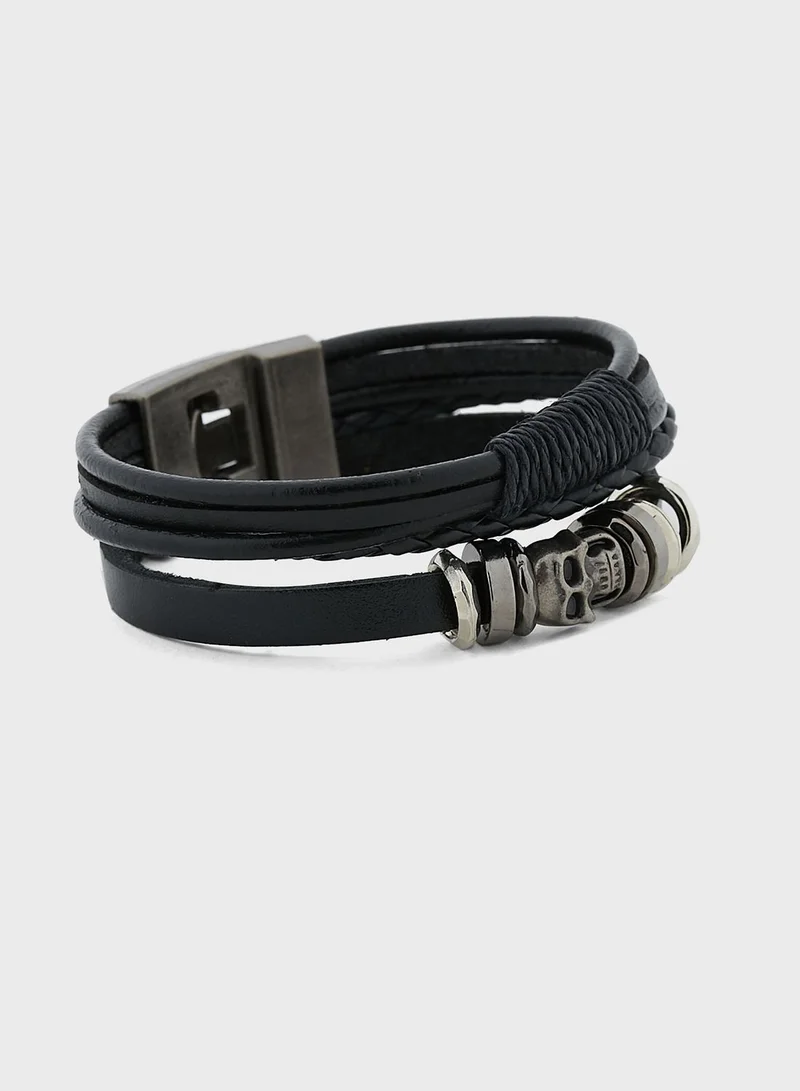 Seventy Five Skull Braided Bracelet