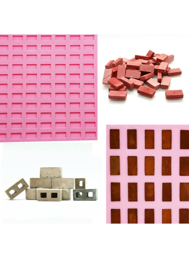 Mini Brick Silicone Mold 1:16 Small Brick Micro Landscape Cover House Stove Brick Mold Hollow Brick-Color:1:10 Street Floor Tile Mold (9+3 Pieces) Free Scraper