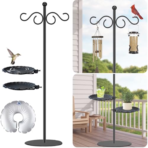 Vorriop Upgraded 74" Shepherd's Hook for Bird Feeder，Floor Hanging Plant，Wind Chime Stand, Waterproof Metal & Adjustable-Height Standing Pole Holder for Lantern and Wreath, Indoor & Outdoor（2 Placement Racks) - Image 1