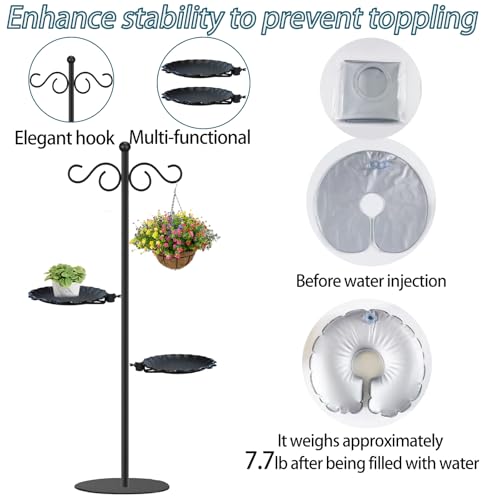 Vorriop Upgraded 74" Shepherd's Hook for Bird Feeder，Floor Hanging Plant，Wind Chime Stand, Waterproof Metal & Adjustable-Height Standing Pole Holder for Lantern and Wreath, Indoor & Outdoor（2 Placement Racks) - Image 5
